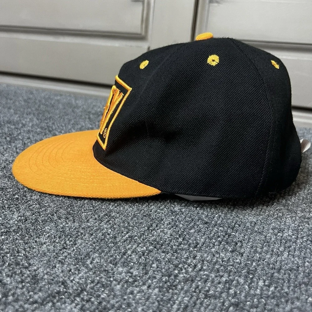 Vintage Obey Skateboarding Snapback Hat Black Yellow Orange One Size